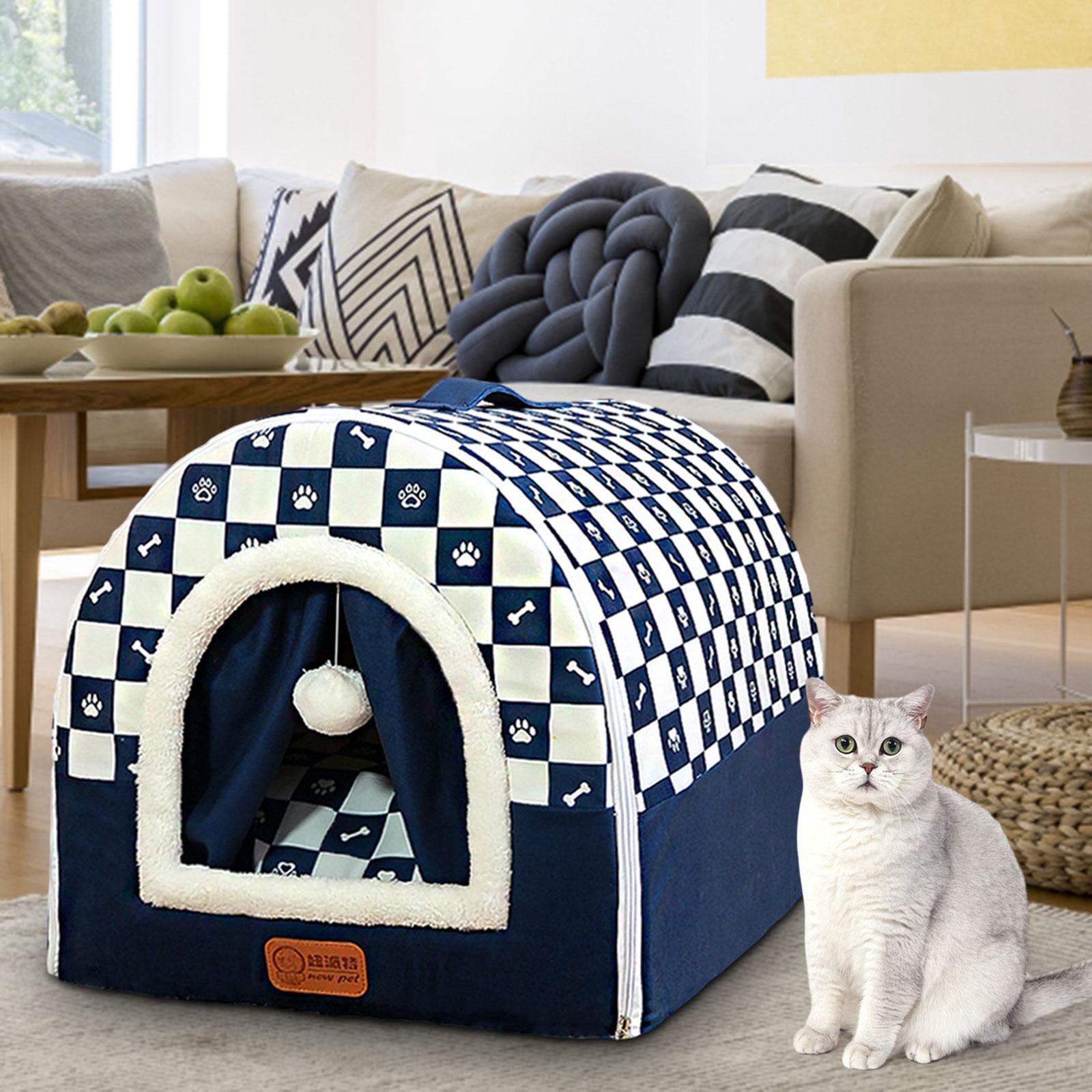 oshhni Cozy Small Dog House Indoor for Cat and for Dog Puppy Kitten Navy Blue Large