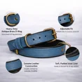 thumbnail image 3 of Dog Collar. Handmade Genuine Leather Dog Collar, Blue with Black Inner Liner, Adjustable Buckle. Buddies Collars, 3 of 5