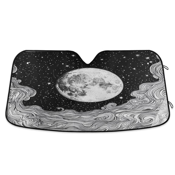 Yayeee Car Windshield Sun Shade Universal Fit Front Visor Protector, Black Moon