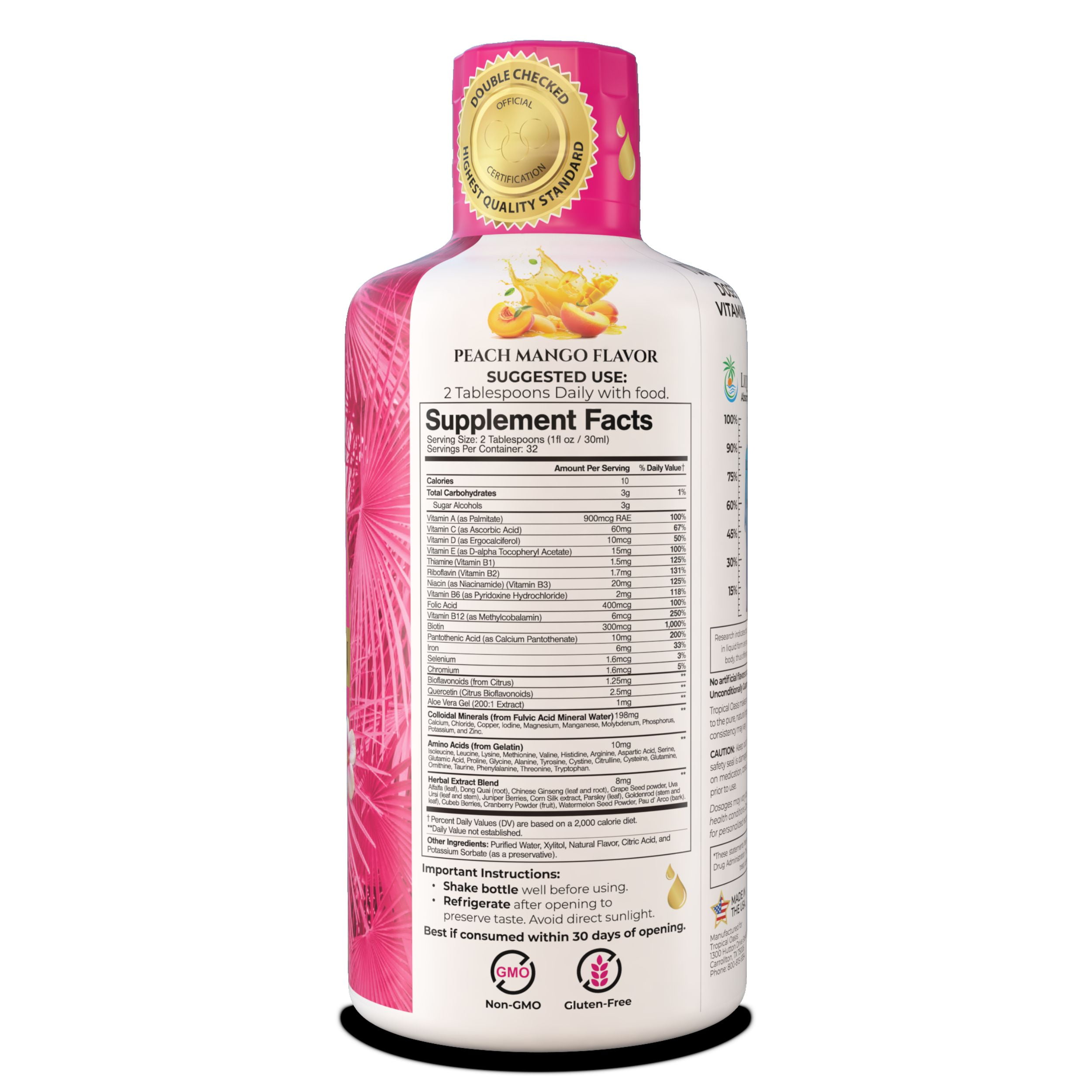 Premium Liquid Multivitamin for Women | Sugar Free Women’s Multivitamin | 100+ Vitamins, Minerals & Herbs Promote Anti-Aging, Heart, Brain & Bone Health |98% Absorption Rate | Non-GMO | 32 Serv