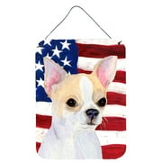 Carolines Treasures SS4230DS1216 USA American Flag with Chihuahua Wall or Door Hanging Prints 12x16 multicolor