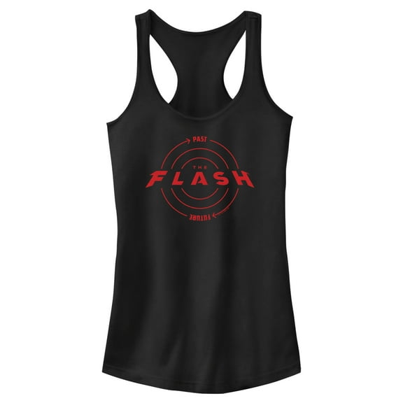Junior's The Flash Time Travel Logo  Racerback Tank Top Black X Large
