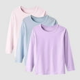 thumbnail image 2 of idosla 3-Pack Girls' Long Sleeve Shirts Kids Basic Long Sleeve Solid Color Tees Toddlers' Crew Neck Soft Loose Fall Tops (Purple, 11-12 Years), 2 of 4
