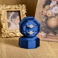 thumbnail image 2 of TAIMY Velvet Jewelry Ring Box, double-slotted octagonal ring gift box, Gift Box with Detachable Lid for，suitable for weddings, proposals, engagements, and other occasions(Dark Blue), 2 of 6