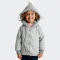 thumbnail image 2 of DJDLJWCJ Boys Winter Coat Fleece Lined Thicken Warm Jacket Solid Color Button Comforty Down Jacket Gray Size 6-9M, 2 of 5