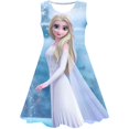 thumbnail image 1 of 2023 nueva ropa de Elsa de Frozen de Disney para niños, falda bonita informal de verano, falda de cuello redondo, vestido de princesa Elsa de Frozen impreso, 12M Gao Jinjia LED, 1 of 2