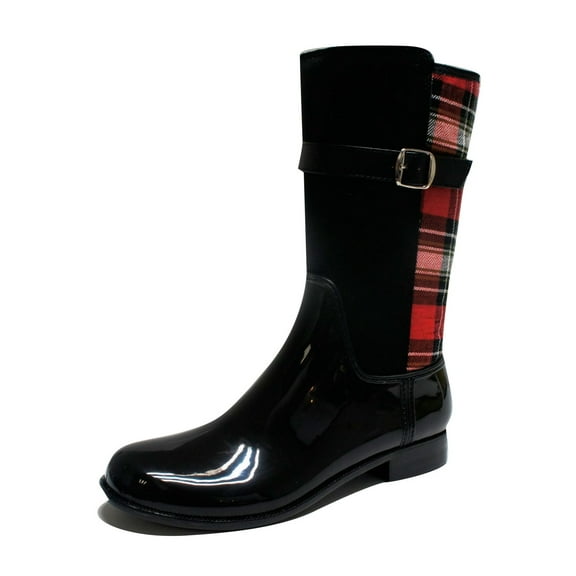 GreenBox Official Women Black Red Casual Fashion Rain Boots Heel Boot