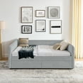 thumbnail image 5 of Grey Boucle Upholstered Daybed with Trundle & 2 Drawers, Queen Size (88"x65.5"x29.5") - Stylish Vertical Stripe Living Room & Bedroom Furniture, Smart Storage, Comfortable Seating, 5 of 18