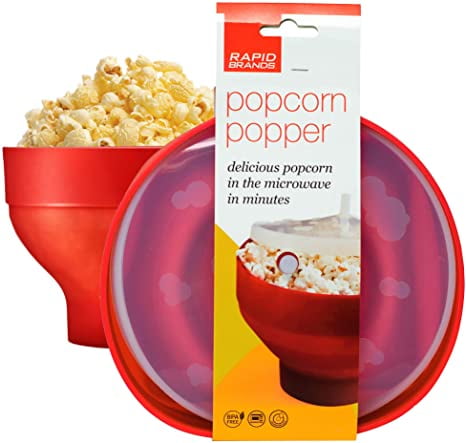 Rapid Brands Silicone Popcorn Popper, Make Movie Theater Popcorn in 4 Minutes  Perfect for Dorm, Small Kitchen, or Office Dishwasher-Safe, Microwaveable, and BPA-Free