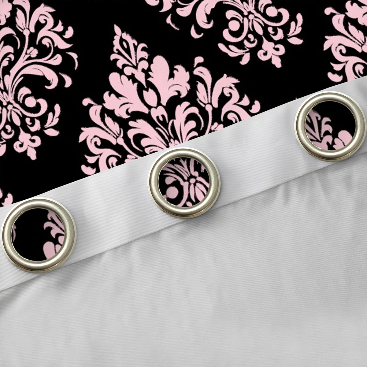 Erosebridal Gothic Floral Curtains Pack of 2(38x45),Pink Black Jacquard Black Out Curtains,Boho Bohemain Flower Curtains for Living Room,Lightweight Room Decor