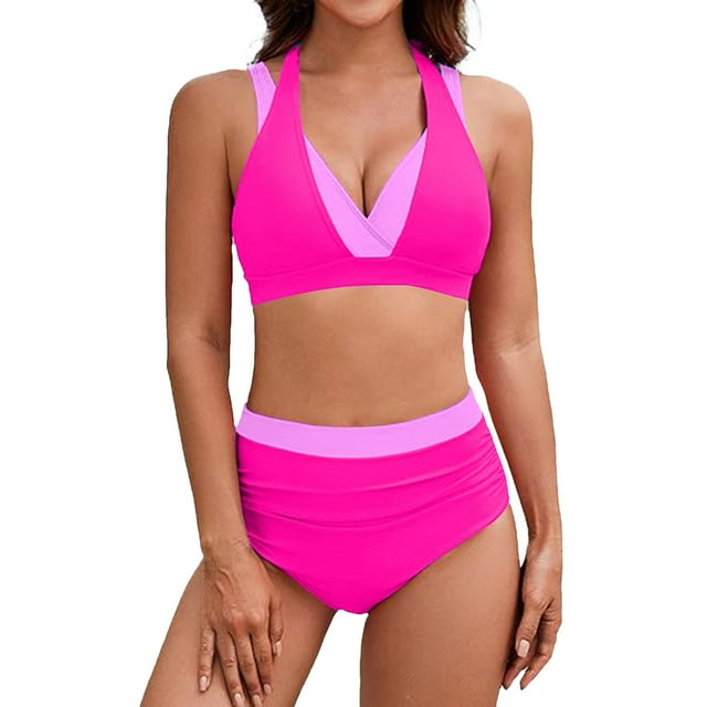 JAKANYQ Maillot de Bain Deux Pièces pour Femmes, Bikini Rétro Charmant, L