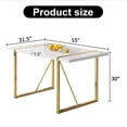thumbnail image 4 of Noble House 55" Minimalist Retro Rectangular Dining Table,White Grain MDF Top,White+Gold, 4 of 10