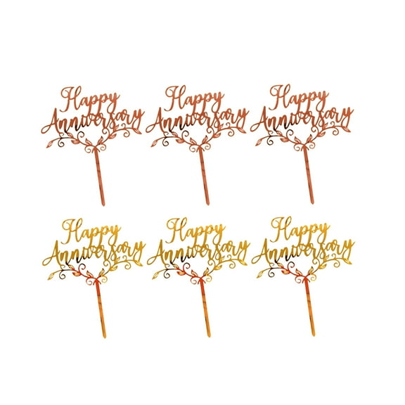 FONWILYO Cake Toppers Rose Gold Home Party Decorations 6Pcs 5.5x4.9x0.1in