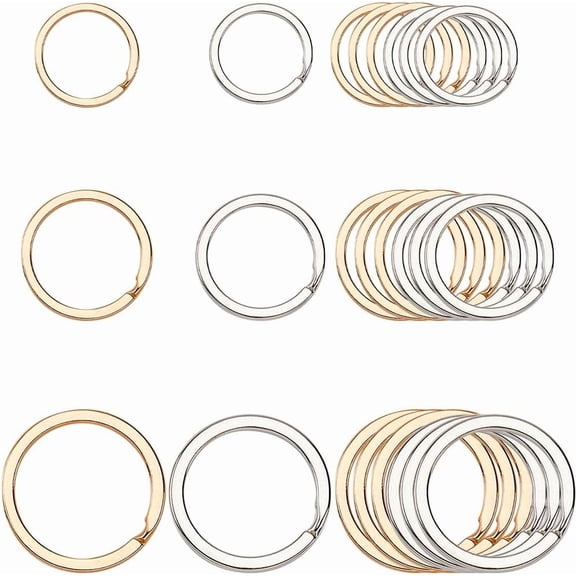 Colorful 1 Box 30Pcs 0.79/0.98/1.26 Inch Flat Key Chain Rings Split Key Rings Iron Round O Double Loop Jump Ring Ring Clips for Home Car Keys Keychains Organization Accessories