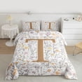 thumbnail image 2 of Homewish Monogrammed T Theme Bedding Comforter Set,Rustic Flower Floral Twin Comforter Sets,Cartoon Daisy Bedding Set For Girl Teens,Ultra Soft Bedroom Decor Reversible,2-Piece, 2 of 8