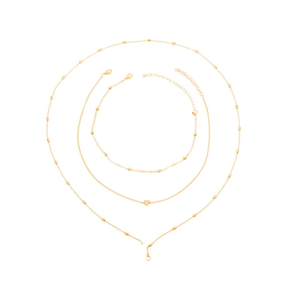 Guodhu Layered Copper Choker Necklaces Heart Pendant Necklaces Ball Collar Jewelry for Women