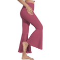 thumbnail image 4 of Red Yoga Pants Women Ladies Solid Color High Waist Slim Fit Casual Flared Pants Trousers Sweatpants Womens Fashion, 4 of 6
