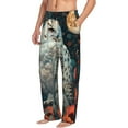 thumbnail image 5 of Cauagu Moon Flower White Owl Mens Pajama Pants Sleep & Lounge Pants,PJ Bottoms with Pockets-Medium, 5 of 7