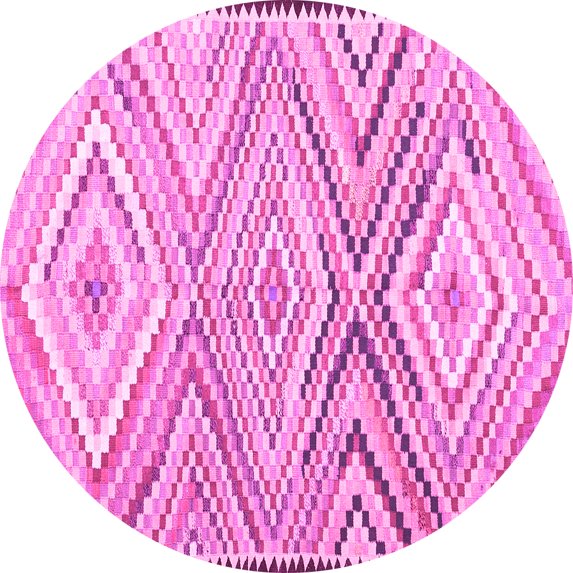 Ahgly Company Indoor Round Southwestern Pink Country Area Rugs, 3' Round