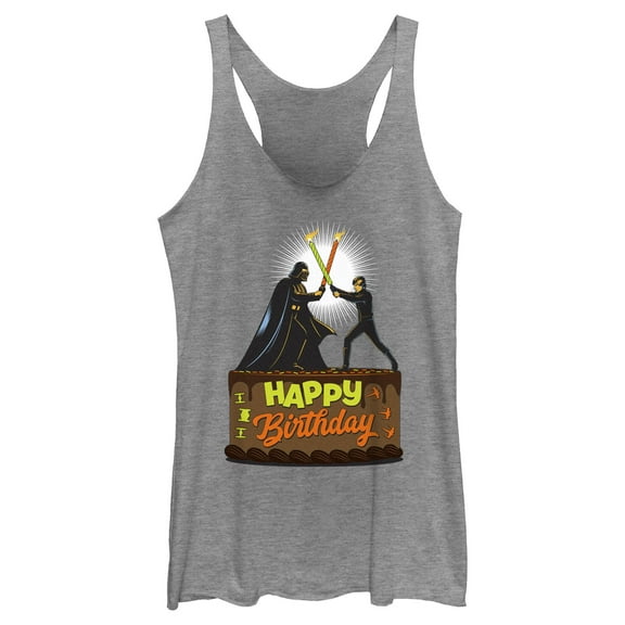 Women's Star Wars Happy Birthday Duel Cake  Racerback Tank Top