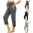 thumbnail image 2 of Yuanlook Women's Maternity Capri Pants, High Waist with Side Pockets & Stretch Fabric, S-XXL, 2 of 9