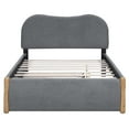 thumbnail image 3 of THOWDEE Full Size Upholstered Platform Bed with Twin Size Trundle, Wood Bed Frame with Berber Fleece Headboard, 79.9''L x 55.9''W x 44.1''H No Box Spring Required, Gray, 3 of 9