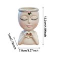thumbnail image 6 of Girls Face Planter Pot with Heart Hands Indoor Resin Head Planter, White | Cute Home Decor Succulent Container has Drainage Hole Cactus Herbs Shelf Office Gardening, Teacher Gifts, 6 of 7