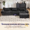 thumbnail image 4 of Muumblus Modular Sectional Sofa with Movable Ottoman, Oversized L-Shaped Cloud Sofa with Chaise, Boneless Deep Seat Living Room Couch, Black Chenille, 4 of 12