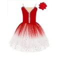 thumbnail image 3 of Haitryli Kids Girls Sparkly Strap Ballet Skirted Leotard Dance Tutu Dress Ballerina Performance Outfit and Headwear Red 11-12, 3 of 6