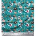 thumbnail image 1 of Soimoi Georgette Viscose Fabric Bird,Tea Kettle & Cupcake Food Print Sewing Fabric Yard 42 Inch Wide, 1 of 1