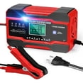 thumbnail image 1 of Car Battery Charger 10A 12V/24V Intelligent Auto Motorcycle Charger with Touch LCD Screen and 5 Auto Repair Modes Red, 1 of 5