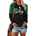 thumbnail image 1 of Camiseta HQP para el Día de San Patricio para mujer, con lentejuelas Lucky Clover, manga larga, 1 of 7