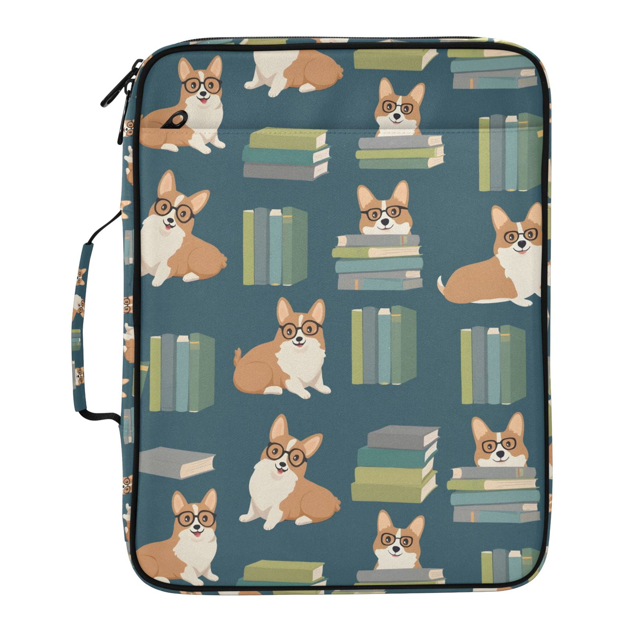 FORMRS Accordion File Folder A4 Size 7-Pocket Expanding Document Organizer Bag with 3 Ring Binder, Blue Cartoon Dog Pattern