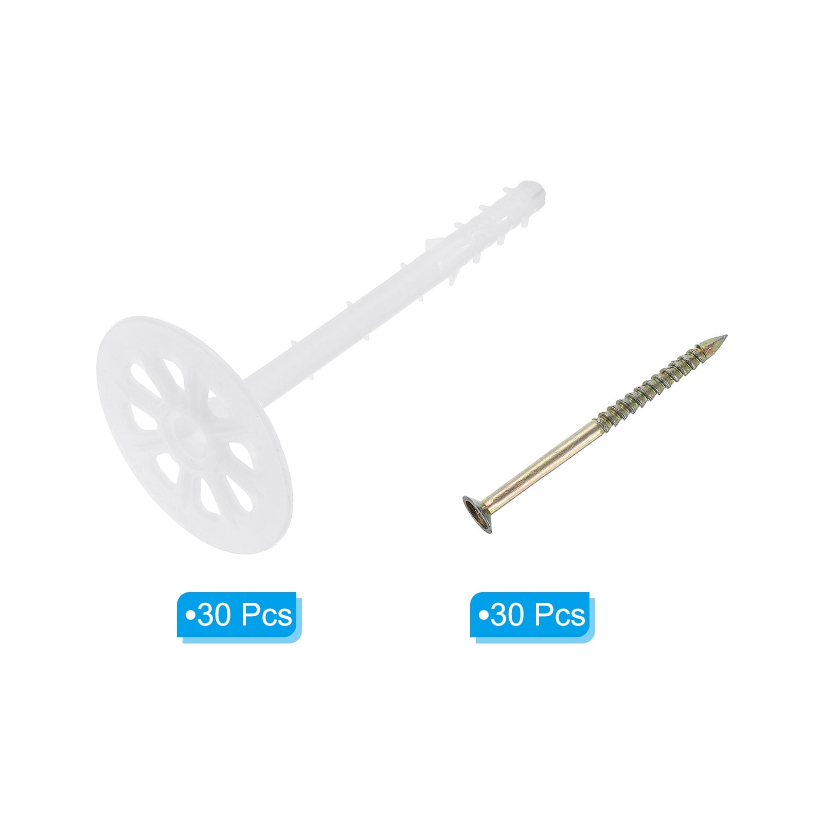 122mm Perforated Insulation Pins, 30 Pack Insulating Nails Plastic Expansion Bolt for Fixing Foam Boards