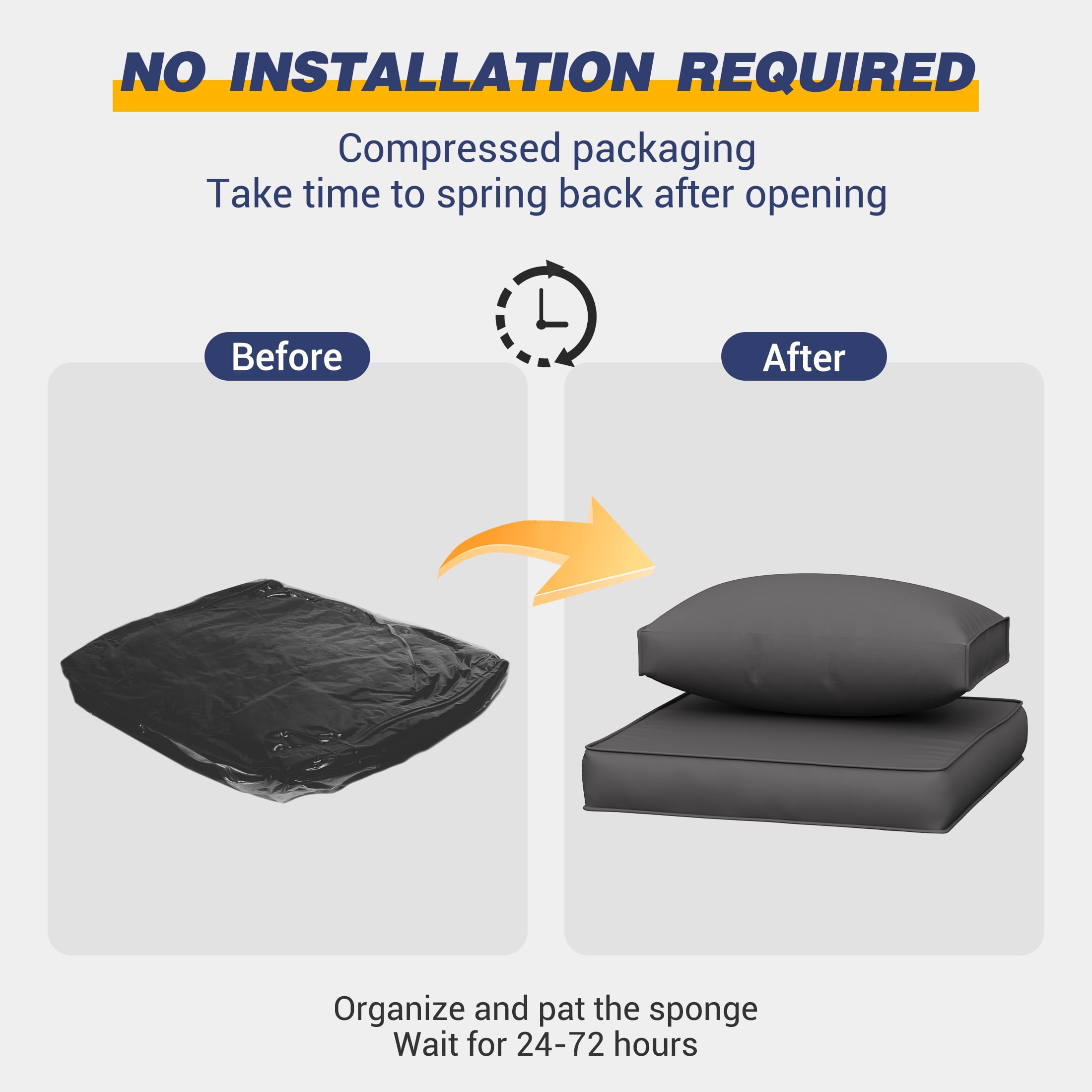 UDPATIO Outdoor Cushions, Patio Furniture Cushions, 4" Thick Replacement Outdoor Cushions, Patio Sofa Cushions with Water-Resistant Deep Seat Outdoor Couch Cushions(Dark Grey)
