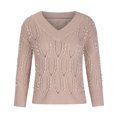 thumbnail image 5 of JINMGG V Neck Sweaters for Women Fall Winter Clearance,Women's V-Neck Sweater Winter Pullover Nail Bead Sleeve Sweater Tops, 5 of 8