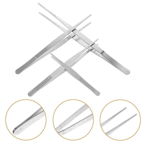 ROSENICE 4Pcs Silver Tweezers For Gardening Tool And Home Vegetable Garden In Various Sizes