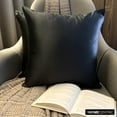 thumbnail image 2 of The HomeCentric Decorative Throw Pillow covers Black Pack of 2, 14"x14" (35x35 cm) Satin Solid & Slub Satin Cushion cover For Sofa Chouch, Hotels, living, Bed Room Modern Style - Black Slub Satin, 2 of 10