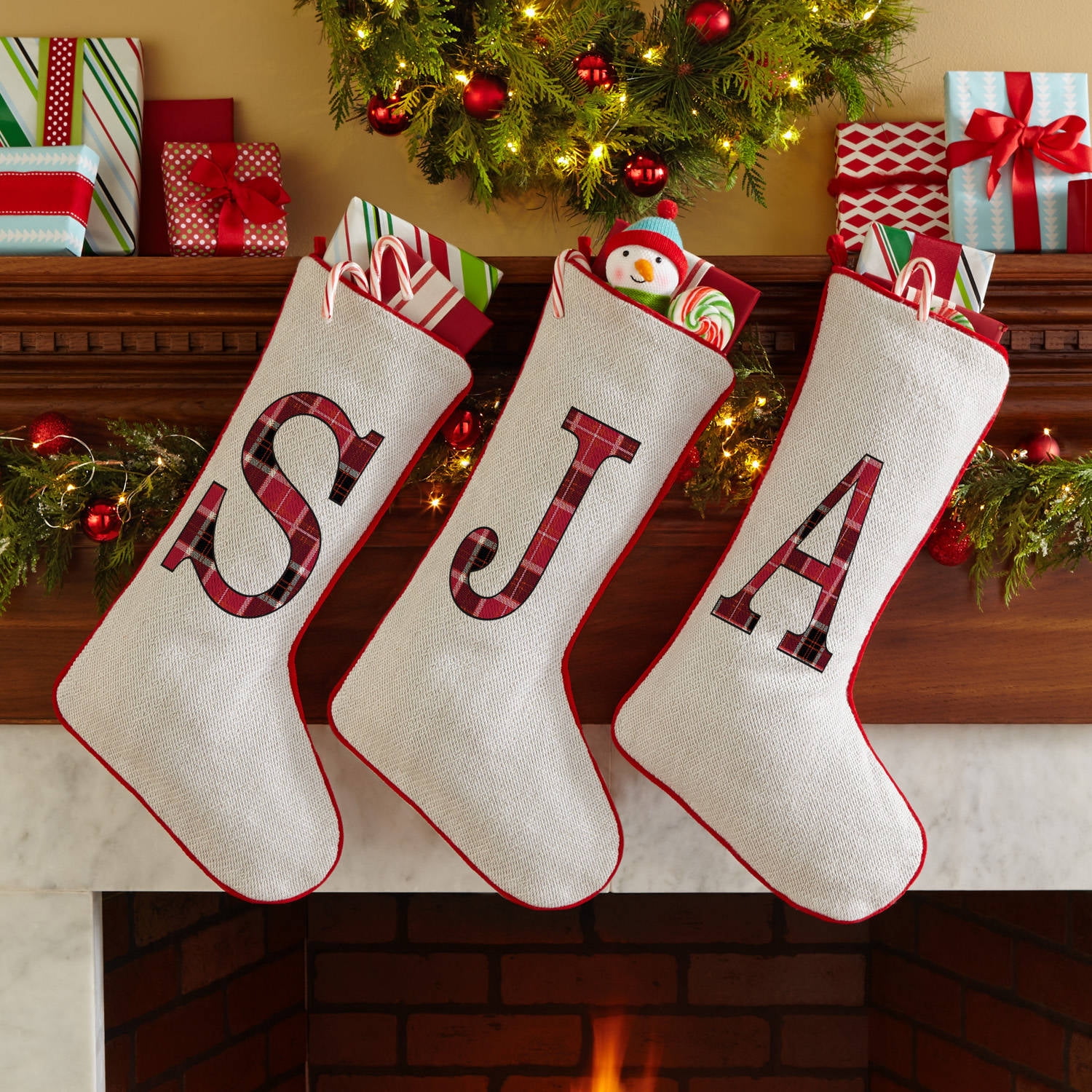 Personalized Plaid Christmas Stocking - Walmart.com - Walmart.com