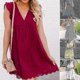 thumbnail image 2 of 2026 Summer V-neck Cotton Short Skirt Solid Color Dress California Romper For 2022, 2 of 2