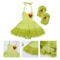 thumbnail image 6 of IBTOM CASTLE Newborn Infant Baby Girls Elk Christmas Costume Heart Faux Fur Tulle Tutu Romper Dress with Socks Fancy Dress up Carnival Party Outfit 12-18 Months Green - Halter & Hat, 6 of 8