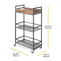Whitmor Modern Industrial 3-tier Shelf Cart