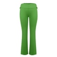 thumbnail image 4 of IYYVV Womens Flare Leggings Cotton Fold Over Waist Trousers Flare Bell Bottoms Women's Pants Petite Skinny Petite Sweatpants for Women Solid Color Tights Comfy Fluffy Pajama Pants Women Green XS, 4 of 4