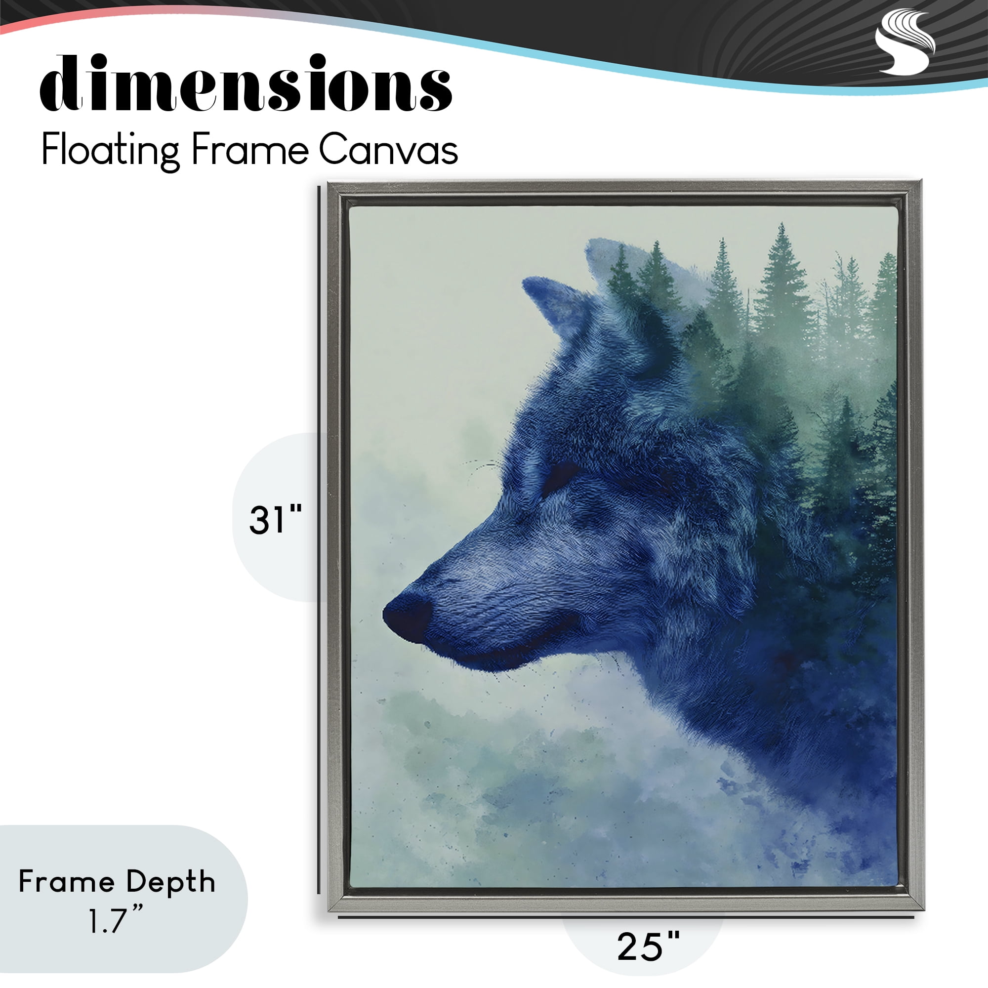 Stupell Industries Indigo Wolf in Misty Pines Gray Framed Floater Canvas Wall Art, design by Franklyn Gregory