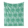thumbnail image 1 of Turquoise Soft Flannel Fleece Blanket, Floral Pattern with Beryl Crystal Guilloche Flowers Carving Art Elements Image Print, Cozy Plush for Indoor and Outdoor Use, 50" x 60", Green, by Ambesonne, 1 of 6