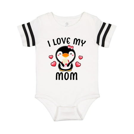 

Inktastic I Love My Mom with Cute Penguin and Hearts Gift Baby Girl Bodysuit
