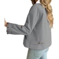 thumbnail image 4 of Plaid Patchwork Women Long Sleeve Lapel Single Breasted Jacket Trench Coat, 4 of 6