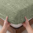 thumbnail image 3 of Twin Sze Fitted Sheet Set - Sage Green Texture 2 Piece Bedding Sets 16" Deep Pocket Fitted Sheet with 1 Pillowcase, Country Farmhouse Burlap Stripes Brushed Microfiber Hotel Luxury Bed Sheets, 3 of 9