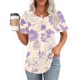 thumbnail image 1 of Fiudx Ofertas Relámpago Top Estampado con Cuello Redondo y Manga Corta Informal para Mujer a La Moda, 1 of 6