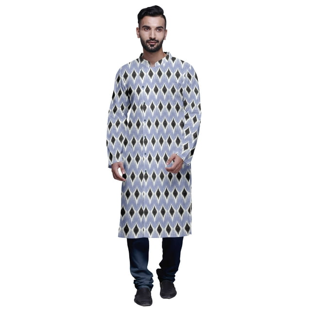 Atasi Kurta-Pyjama Long en Coton Imprimé pour Hommes, Kurta-Pyjama Décontracté de Designer, Vêtements